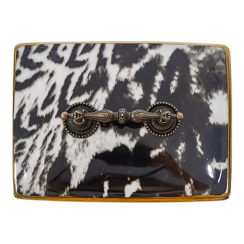 Niveus Trinket Box | Ceramic Black And White Trinket Box | Ceramic Animal Print Trinket Box | Trinket Box Top View | Haus Of Bazar | Sydney