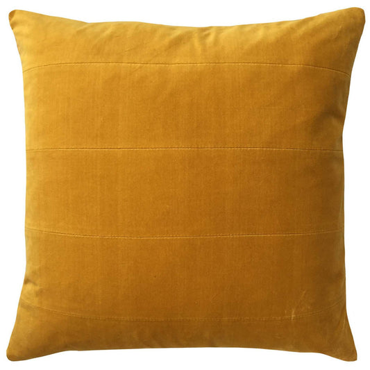 Zaab Homewares London Velvet Cushion Ochre | Square Velvet Ochre Cushion | Velvet Cushion With Duck Feathers | Panelled Velvet Cushion | Haus Of Bazar | Sydney