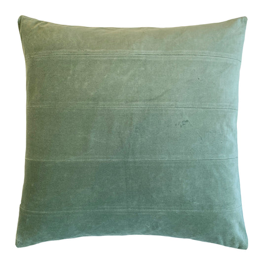 Zaab Homewares London Velvet Cushion Sage | Square Velvet Sage Cushion | Velvet Cushion With Duck Feathers | Panelled Velvet Cushion | Haus Of Bazar | Sydney