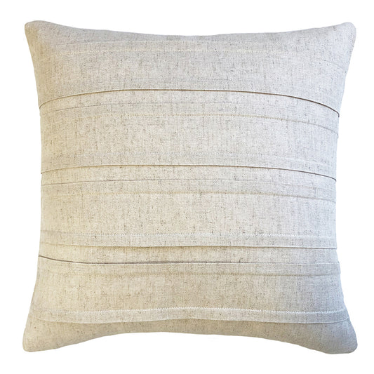 Zaab Homewares Montauk Feather Filled Cushion Natural | Square Natural Velvet Cushion | Velvet Cushion With Panelled Design | Natural Velvet Cushion | Haus Of Bazar | Sydney