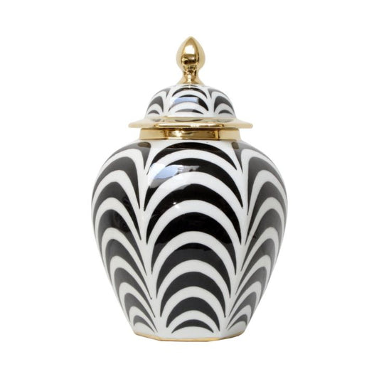 Zebra Print Ginger Jar/Canister | Ceramic Zebra Print Jar | Ceramic Zebra Print Jar With Gold Detail | Ceramic Ginger Jar | Zebra Print Jar With Gold | Haus Of Bazar | Sydney