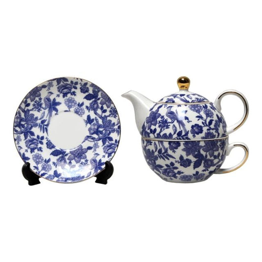 Blue And White Botanica Tea Set For One | Blue And White Botanical Tea Set | Blue And White Tea Pot | Haus Of Bazar | Sydney