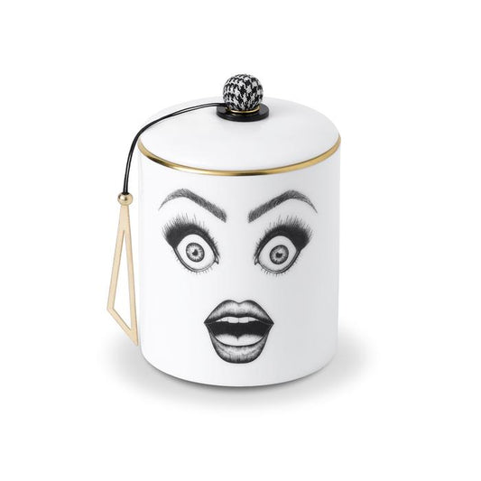 The Performer Scented Candle | Scented Candle In Fine Bone China Container | Scented Candle With Womans Face | White Fine Bone China Scented Candle | Haus Of Bazar | Sydney