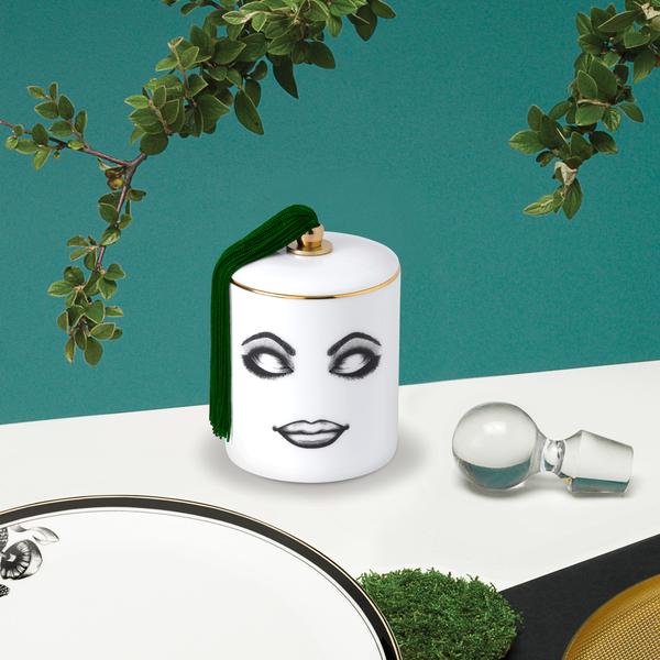 The Ponderer Scented Candle | White Fine Bone China Scented Candle | White Fine Bone China Candle With Gold Detail | White Fine Bone China Candle With Womans Face | Haus Of Bazar | Sydney