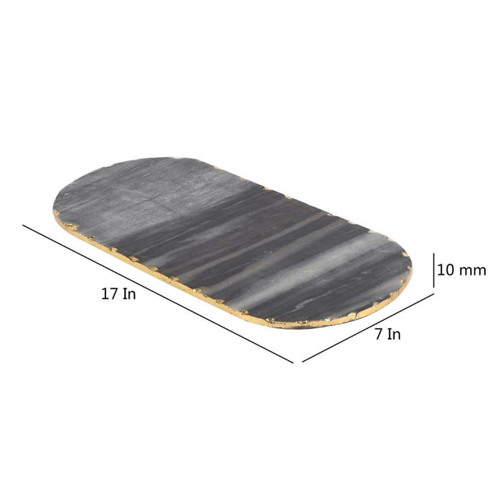 Marble Oval Platter With Gold Foil | Oval Black Marble Platter With Gold Foil | Haus Of Bazar | Sydney