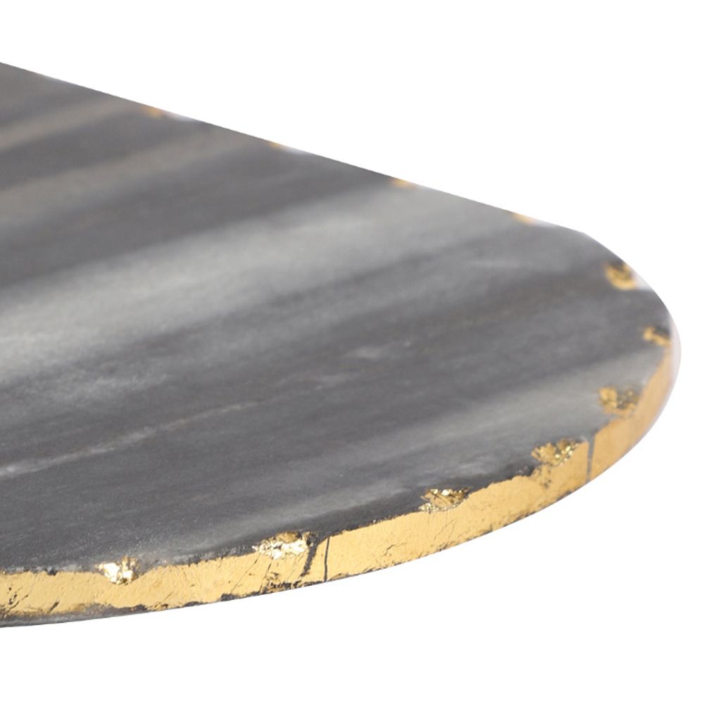 Marble Oval Platter With Gold Foil | Oval Black Marble Platter With Gold Foil | Black Marble Platter Close Up | Haus Of Bazar | Sydney