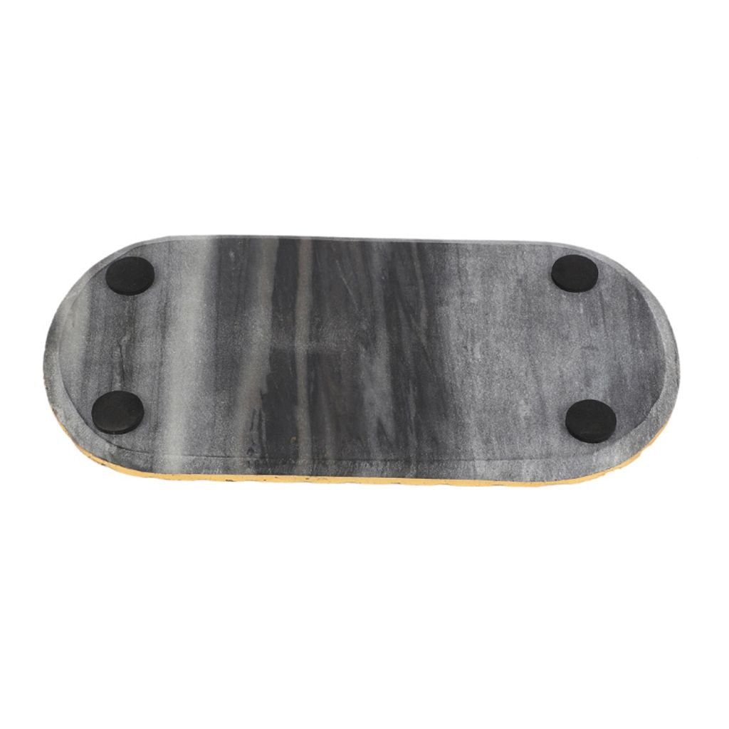 Marble Oval Platter With Gold Foil | Oval Black Marble Platter With Gold Foil | Oval Marble Platter Underneath | Haus Of Bazar | Sydney
