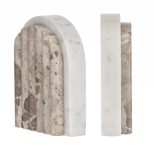 Grand Designs Carprani Bookends | Beige and White Marble Bookends | Haus Of Bazar | Sydney