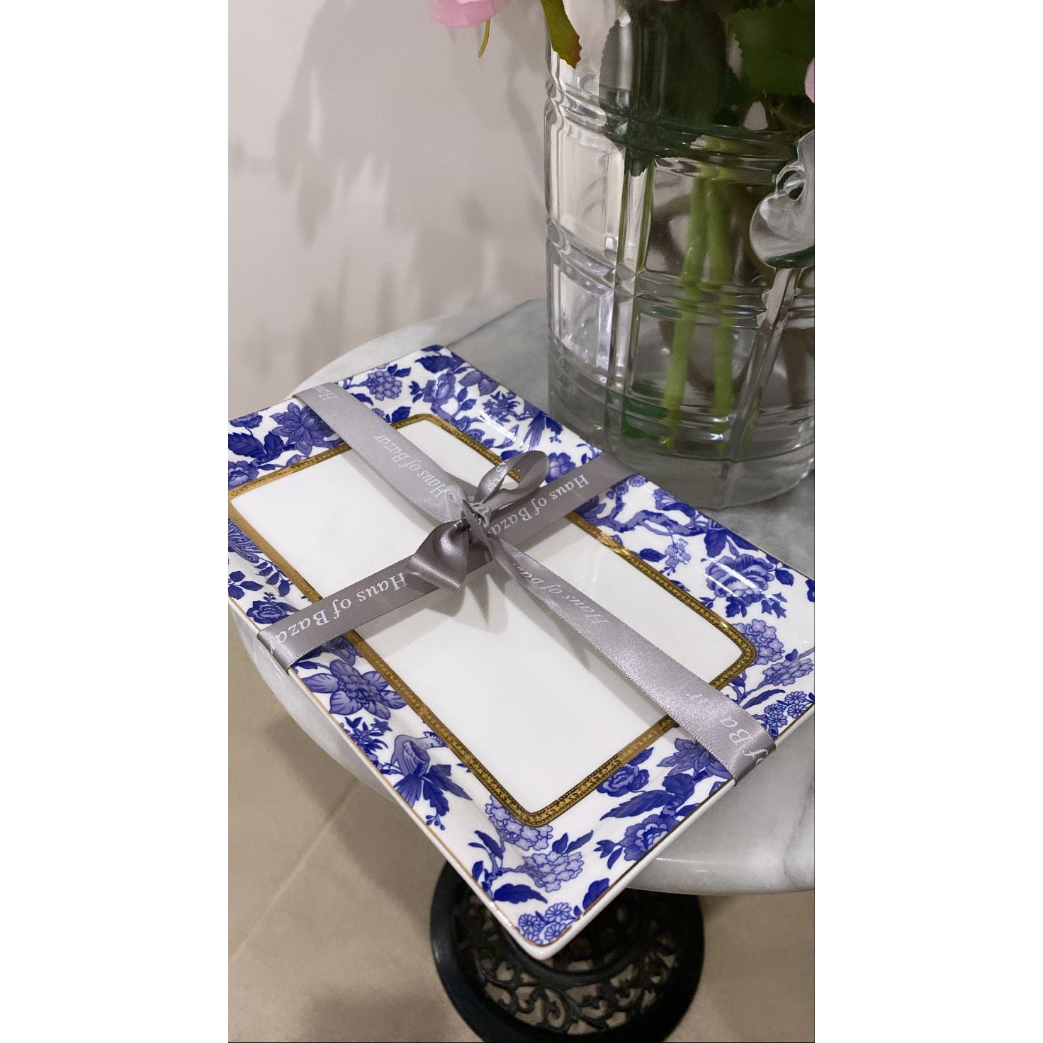 Blue And White Ceramic Platter | Blue and White Rectangle Platter | Haus Of Bazar | Sydney