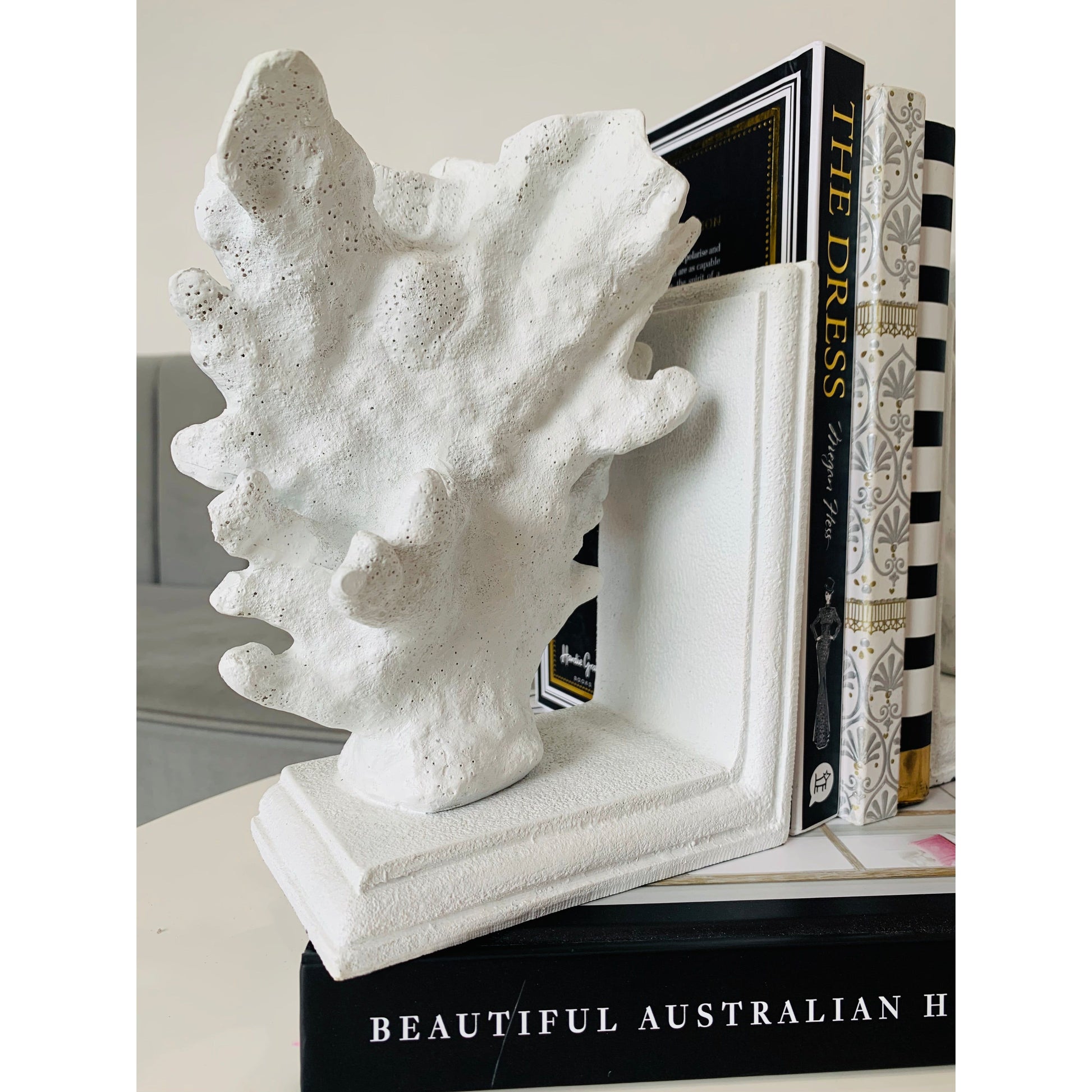 Society Home Coral Bookends Set/2 White, Haus Of Bazar