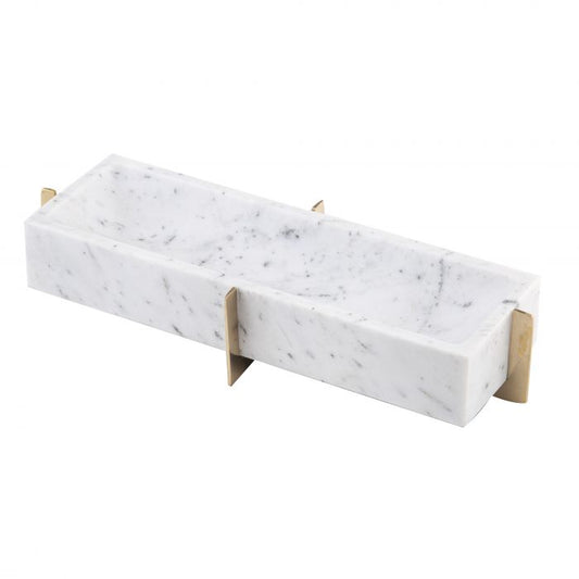 Amalfi Luxuria Rectangular Tray On Stand | Black Marble Deco Bowl Brass Stand | Natural Marble Deco Bowl | Haus Of Bazar | Sydney