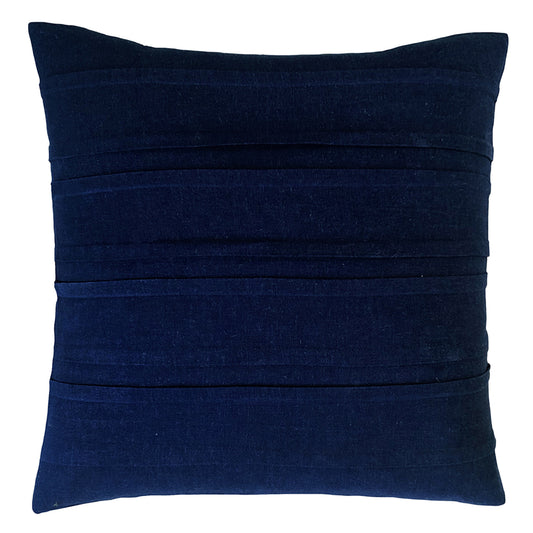 Zaab Homewares Montauk Feather Filled Cushion Navy  | Square Navy Velvet Cushion | Velvet Cushion With Panelled Design | Navy Velvet Cushion | Haus Of Bazar | Sydney