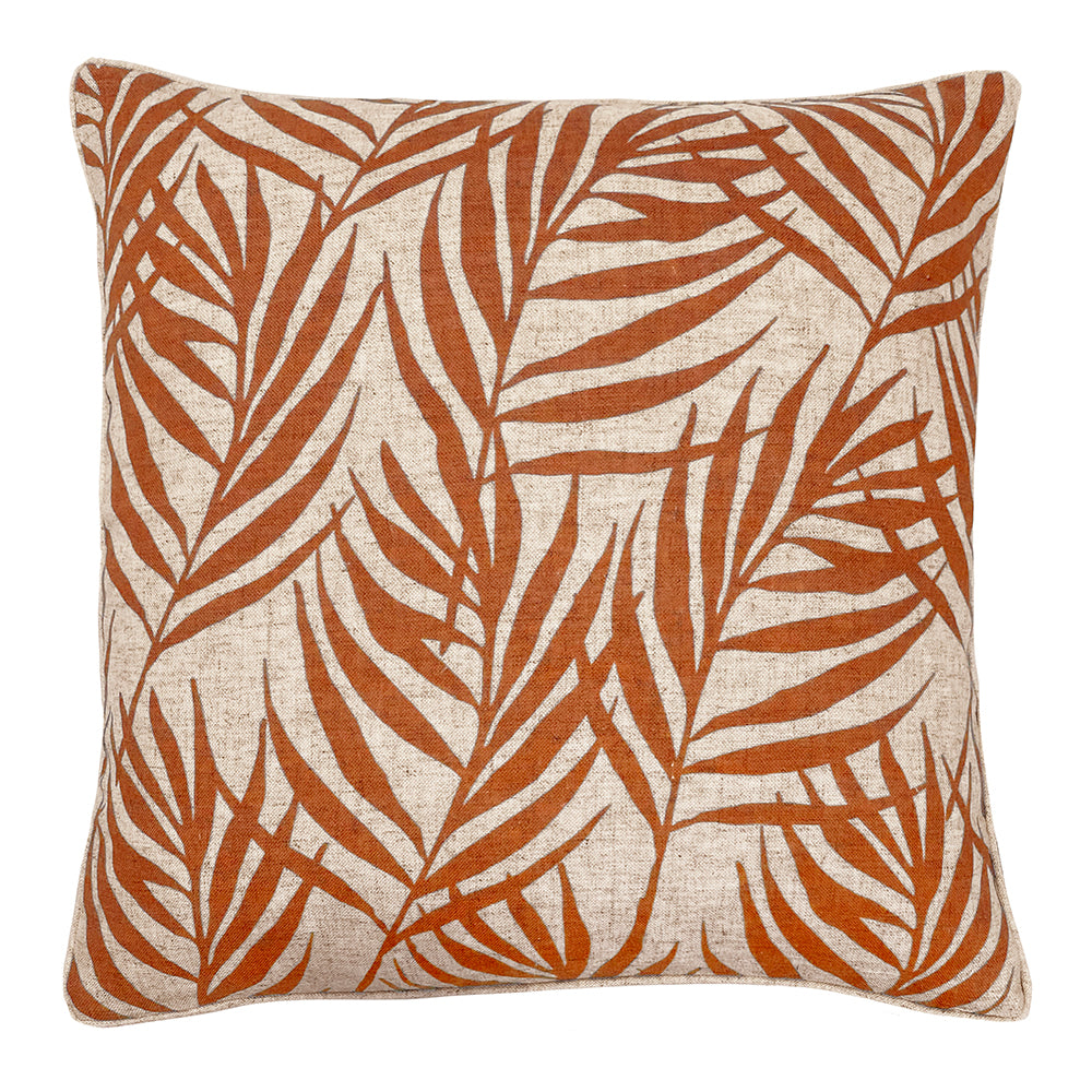 Zaab Homewares Summerville Feather Filled Cushion | Square Velvet Cushion With Leaf Design | Velvet Cushion With Leaf Design Natural And Earthy Tones | Haus Of Bazar | Sydney