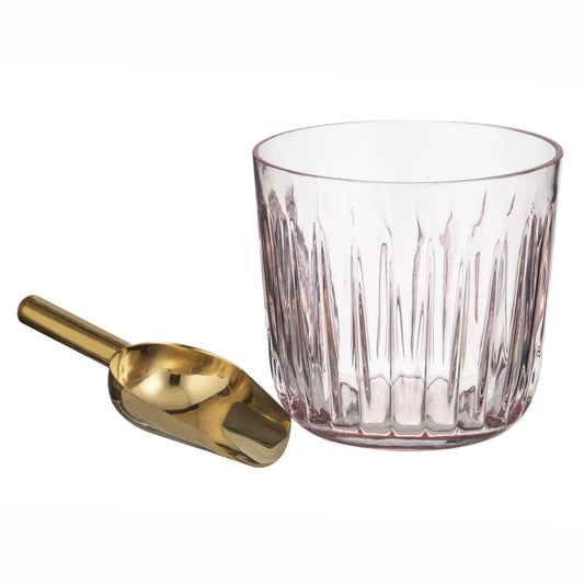 Taste Opaline Ice Bucket with Scoop Pink/Gold | Pink Glass Ice Bucket With Gold Scoop | Glass Ice Bucket With Scoop | Haus Of Bazar | Sydney
